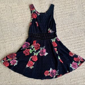 Free People floral mini dress crochet embroidery